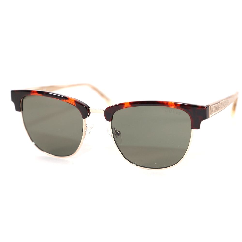 Guess Mens Round Sunglasses - Dark Havana / Green - NWT